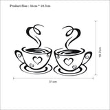 Two Coffee Cups Kitchen Bar Wall Sticker