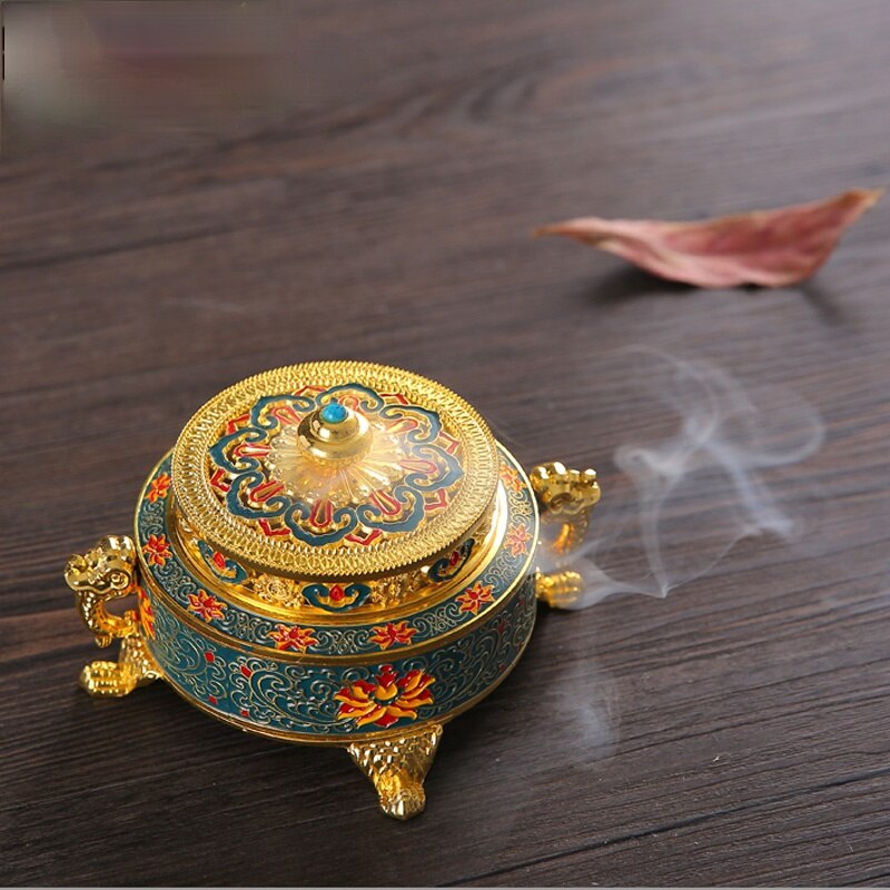 Colored Enamel Lotus Incense Burner